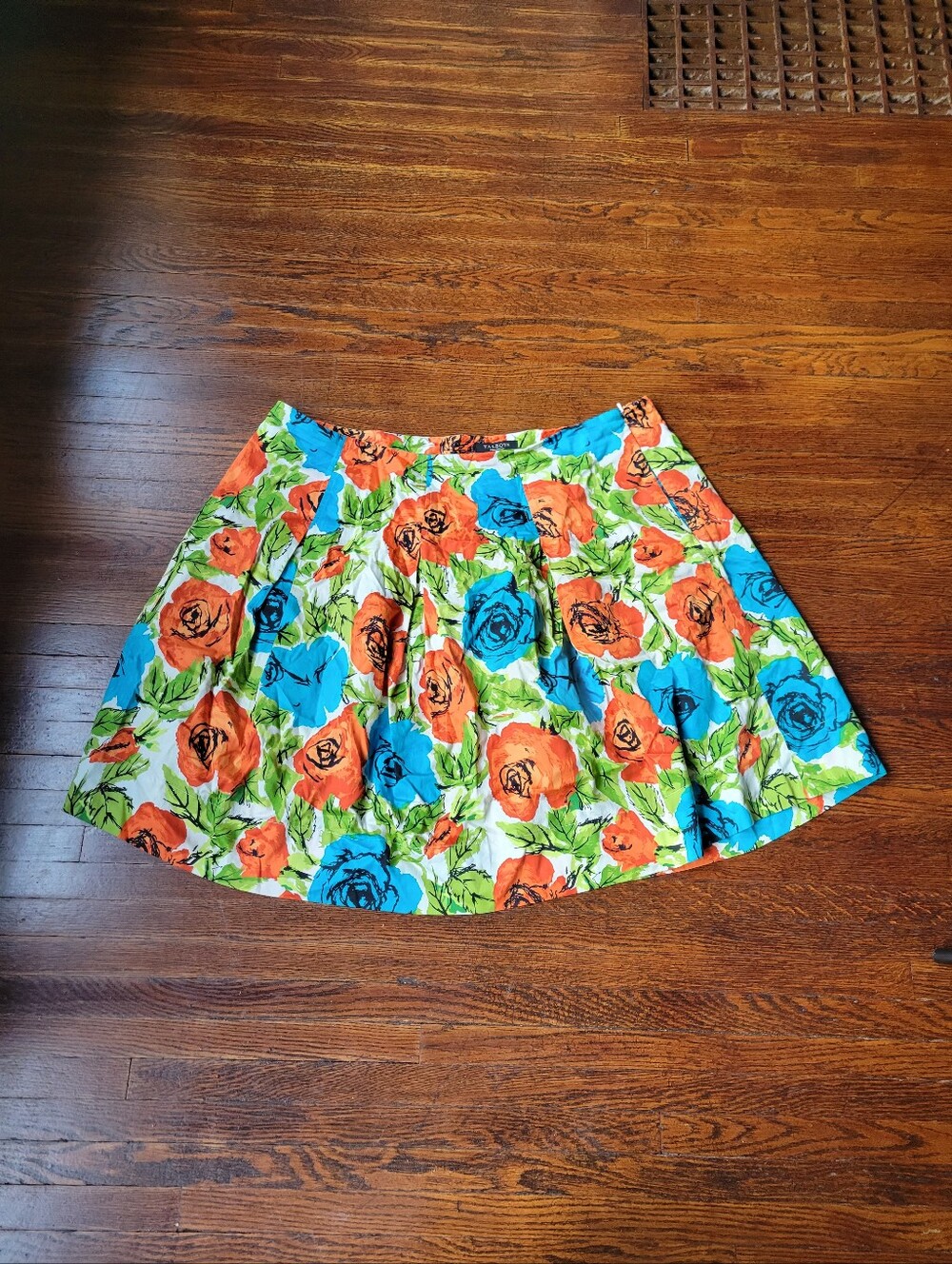 Talbots Women’s Petite Pleated Skirt Floral Water Color Rose Spring Size 18w